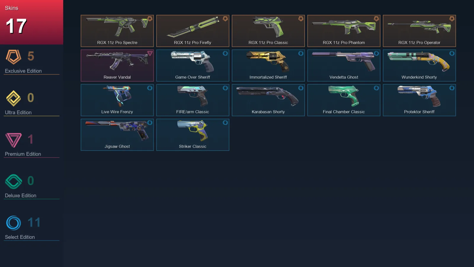 AP | Lv154 | Unranked | 17 Skin | 20 Agent | 61 Buddy
