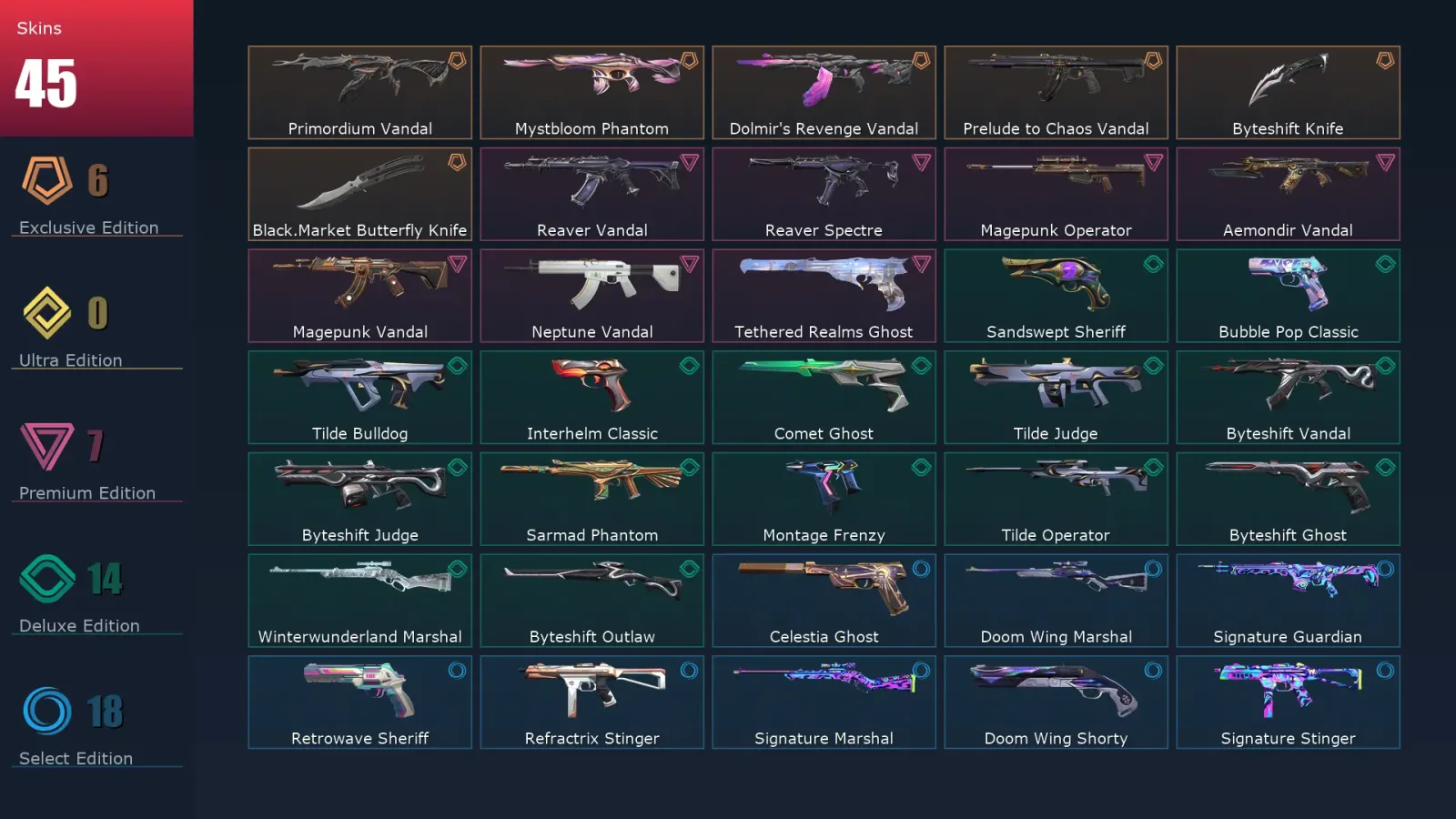 [Valorant] | EU | Level 1 | Immortal 1 | 29 Agents | 45 Skins — Valorant account