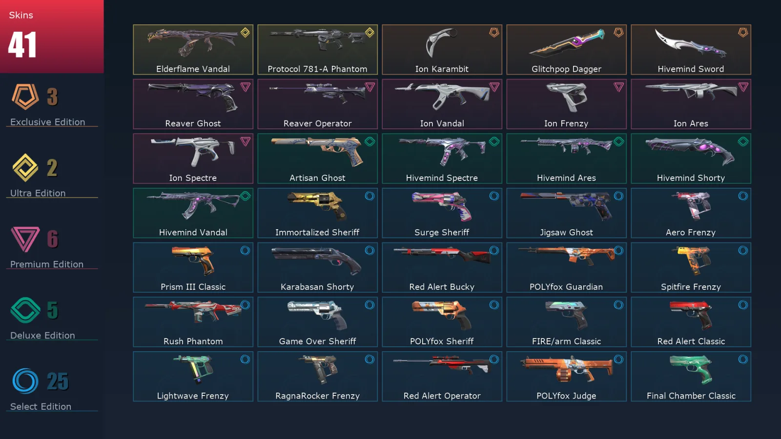 [Valorant] | EU | Level 183 | 21 Agents | 41 Skins