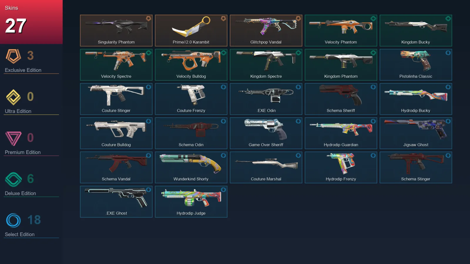 EU | Lv97 | Unranked | 27 Skin | 22 Agent | 59 Buddy
