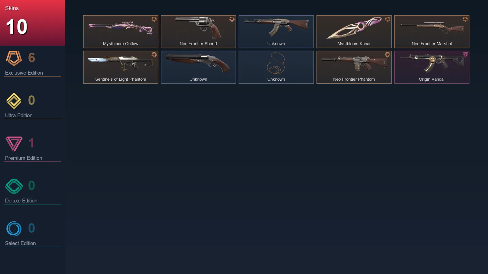 EU | Lv1 | Unranked | 10 Skin | 5 Agent | 1 Buddy