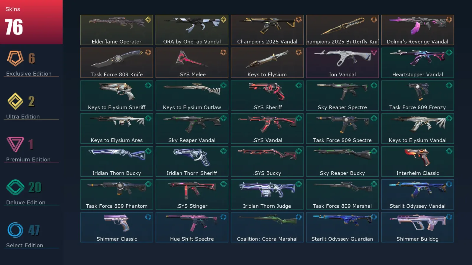 [Valorant] | EU | Level 135 | Diamond 3 | 29 Agents | 76 Skins