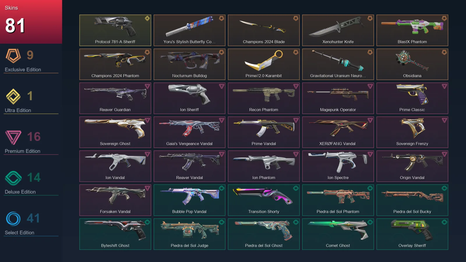 EU | Lv340 | Platinum II | 81 Skin | 28 Agent | 160 Buddy