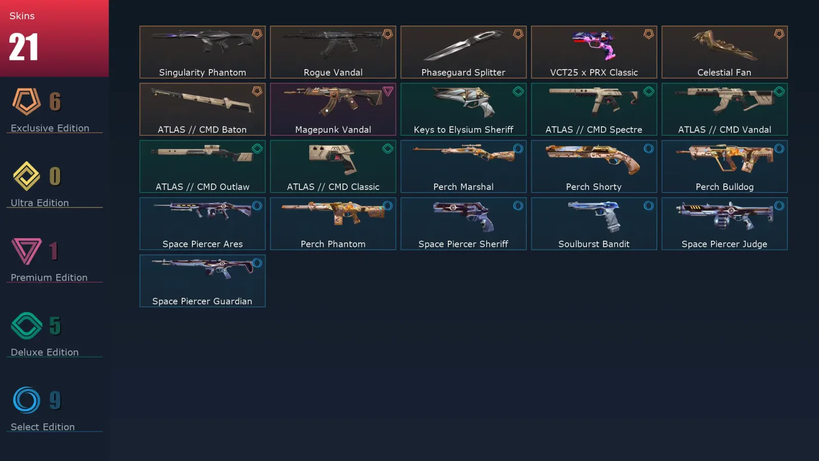 [Valorant] | EU | Level 1 | Immortal 1 | 15 Agents | 21 Skins