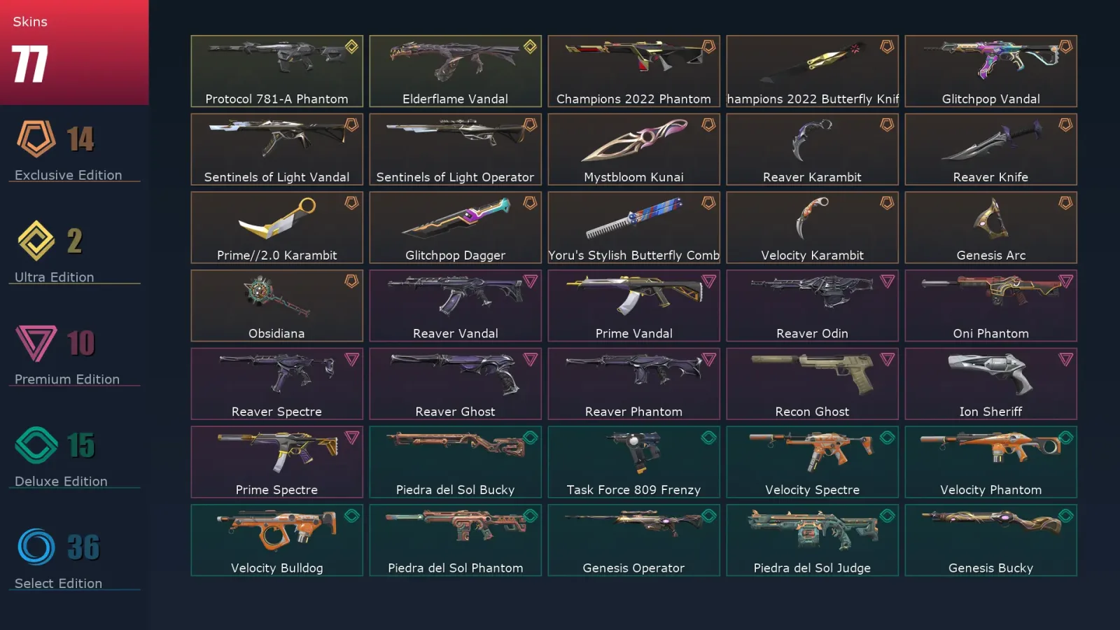 [Valorant] | EU | Level 146 | 26 Agents | 77 Skins — Valorant account