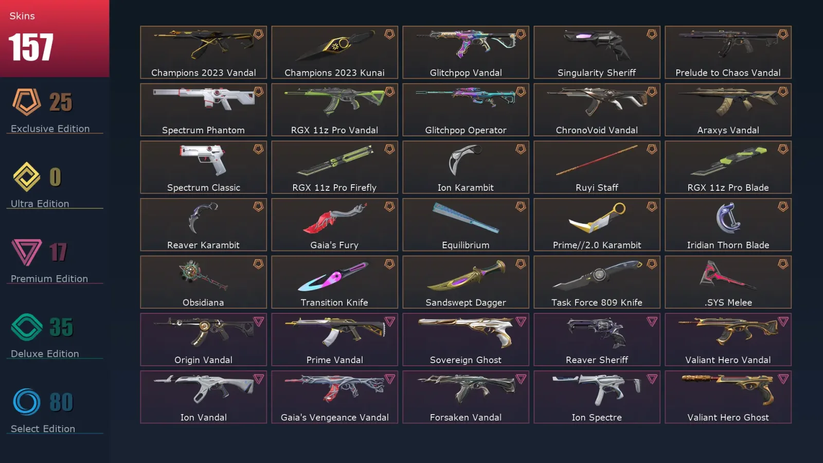 [Valorant] | EU | Level 169 | 26 Agents | 157 Skins — Prelude To Chaos Vandal