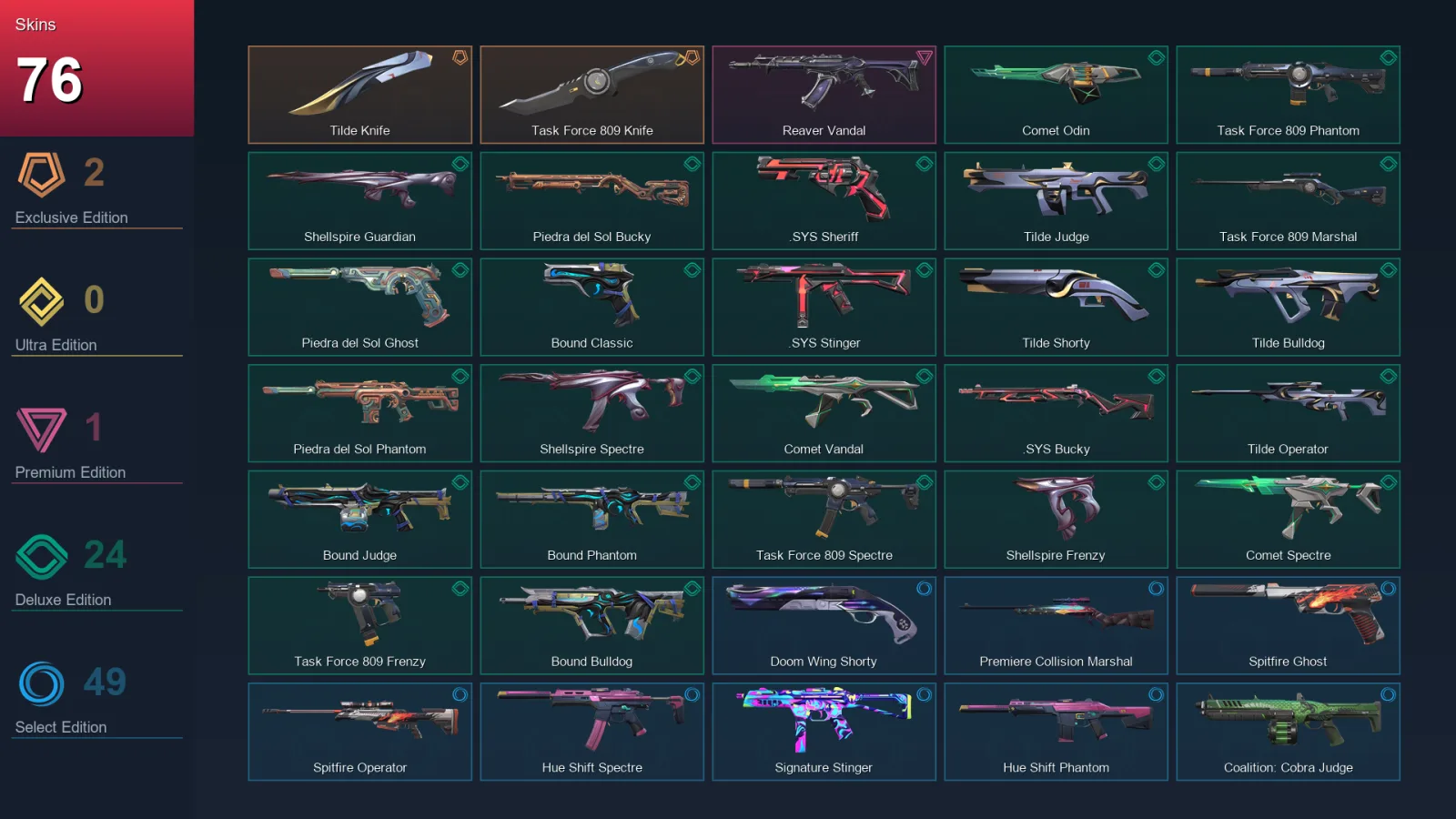 EU | Lv113 | Unranked | 76 Skin | 25 Agent | 75 Buddy