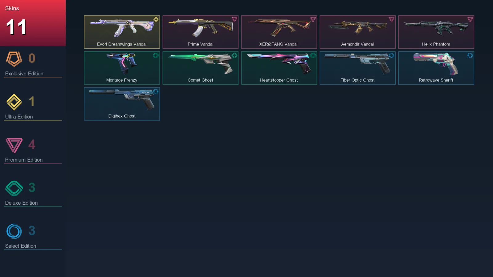 BR | Evori Dreamwings Vandal | Prime Vandal | XERØFANG Vandal | Aemondir Vandal | 11 Skin | 29 Agent | 59 Buddy | Lv154