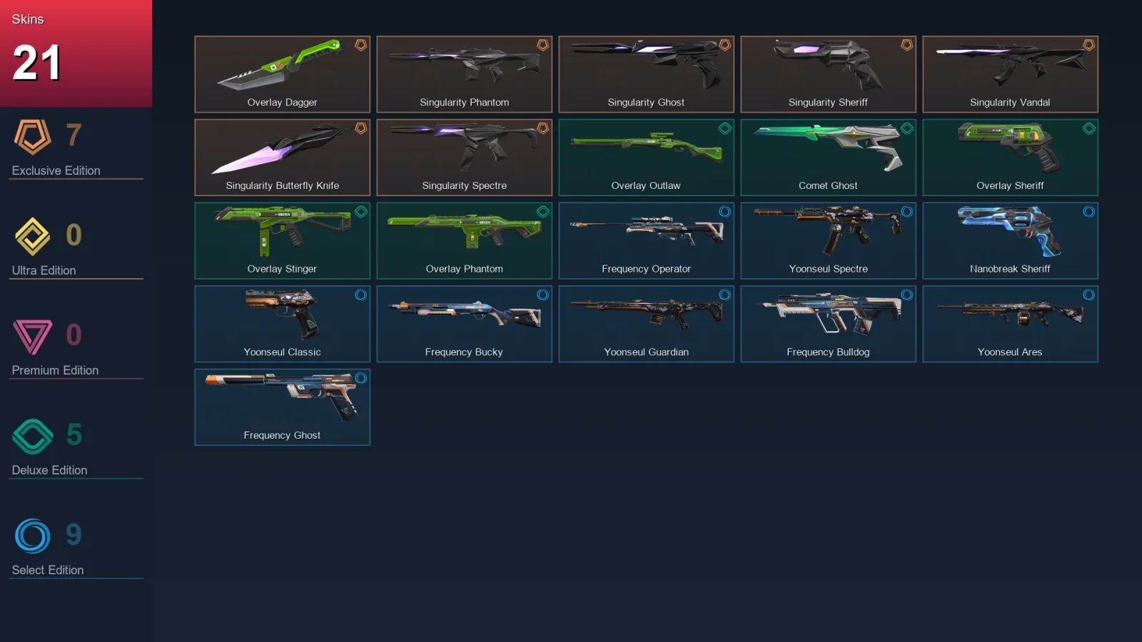 AP | Lv67 | Unranked | 21 Skin | 23 Agent | 36 Buddy