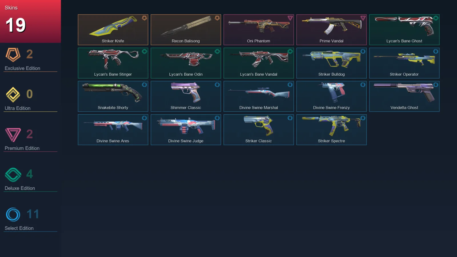 EU | Lv94 | Unranked | 19 Skin | 23 Agent | 44 Buddy