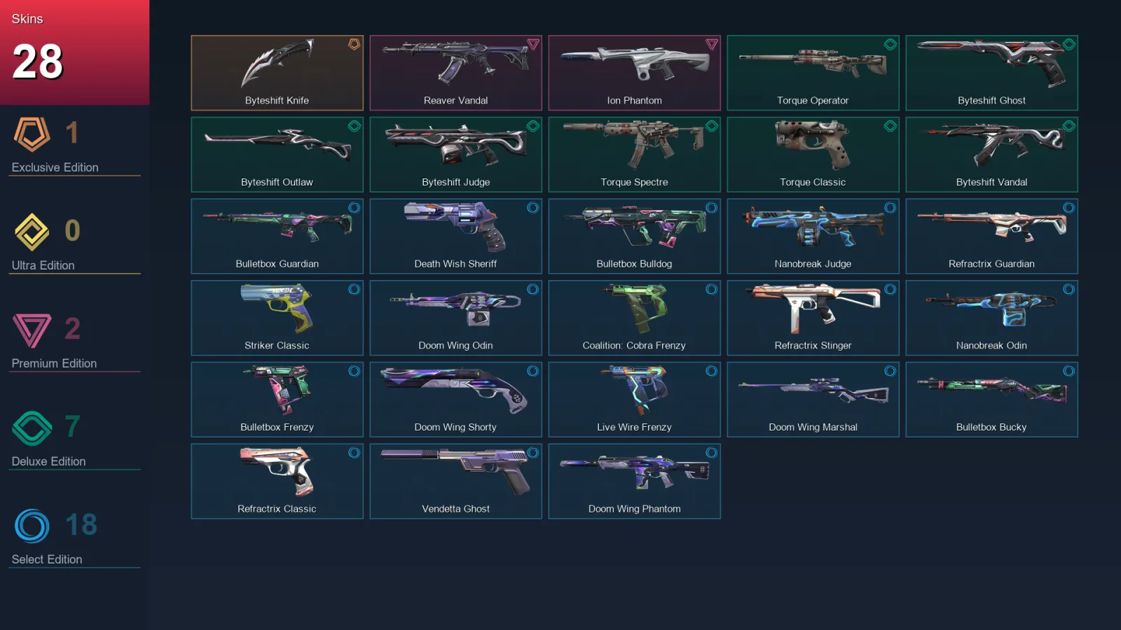 AP | Lv94 | Unranked | 28 Skin | 26 Agent | 57 Buddy — Valorant account