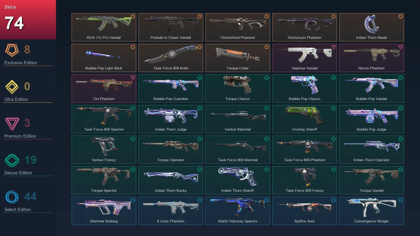 EU | Lv129 | Unranked | 74 Skin | 25 Agent | 73 Buddy