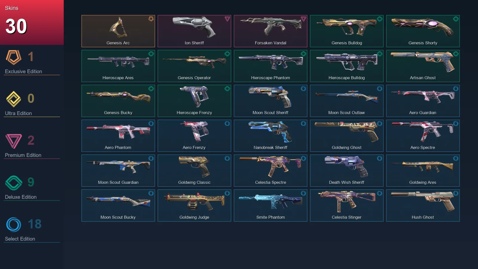 LA | Lv114 | Unranked | 30 Skin | 26 Agent | 61 Buddy
