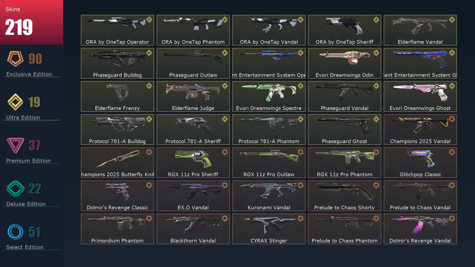 [Valorant] | EU | Level 85 | Ascendant 1 | 23 Agents | 219 Skins