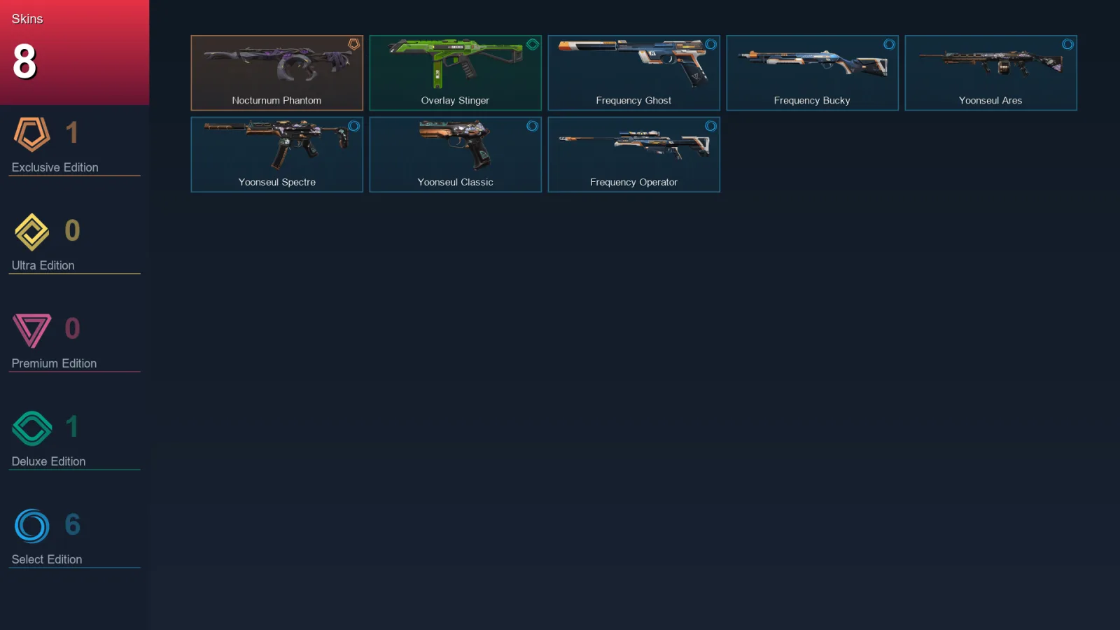 NA | Lv24 | Unranked | 8 Skin | 10 Agent | 7 Buddy