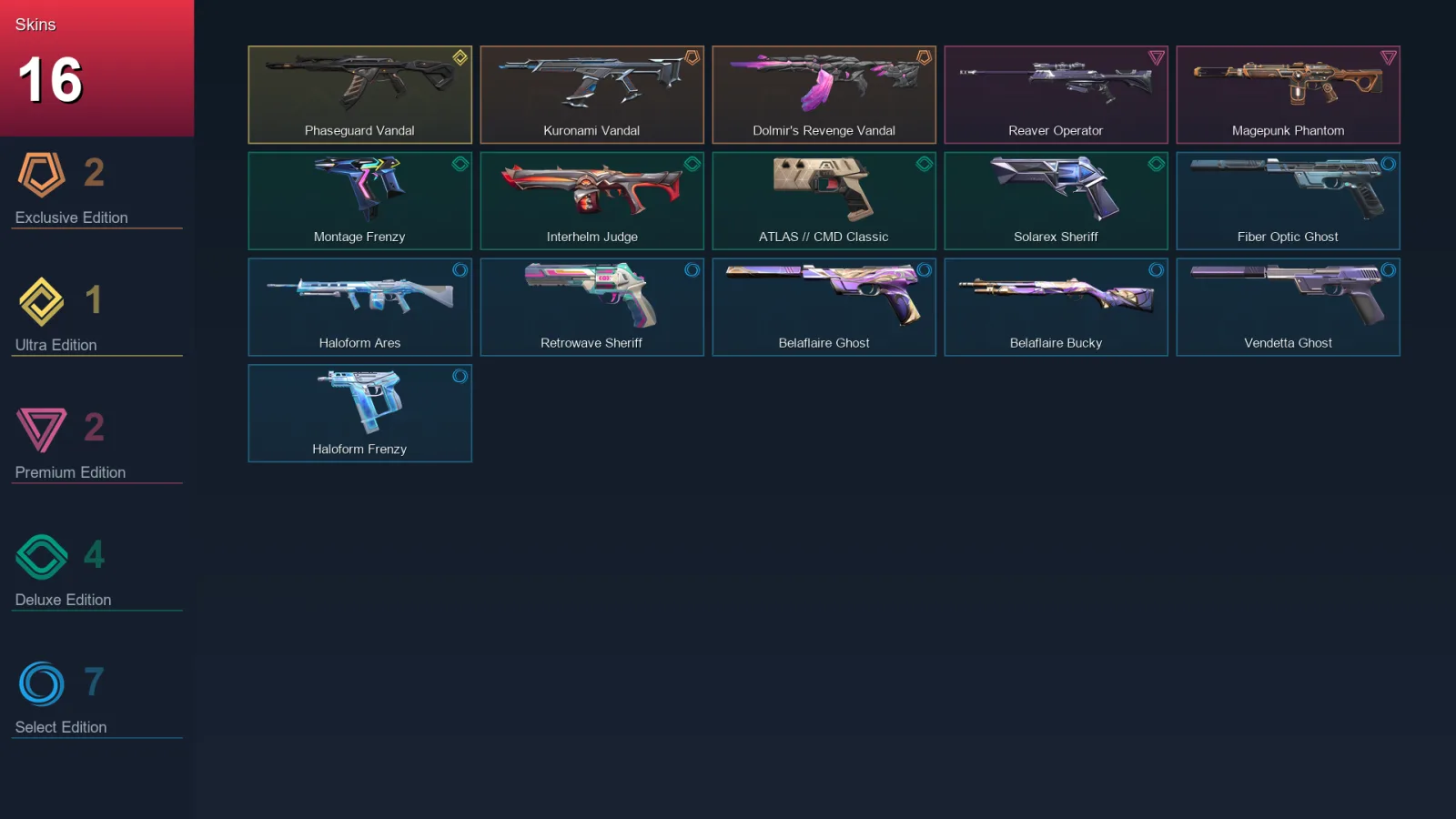 EU | Lv189 | Unranked | 16 Skin | 29 Agent | 72 Buddy