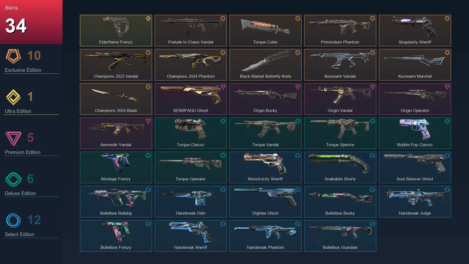 BR | Lv140 | Unranked | 34 Skin | 26 Agent | 60 Buddy