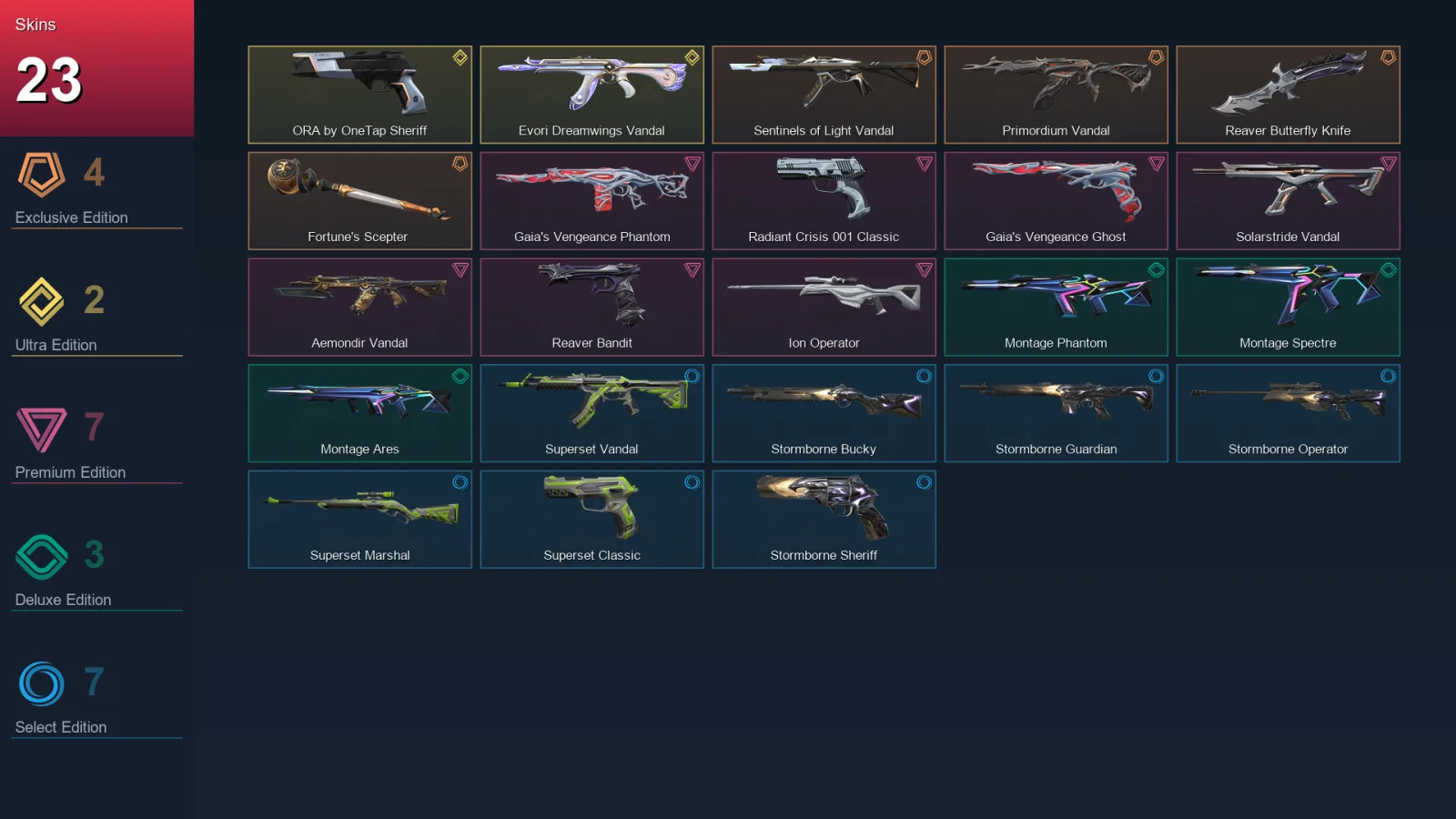 EU | Lv59 | Unranked | 23 Skin | 20 Agent | 40 Buddy — Unranked / Smurf Valorant