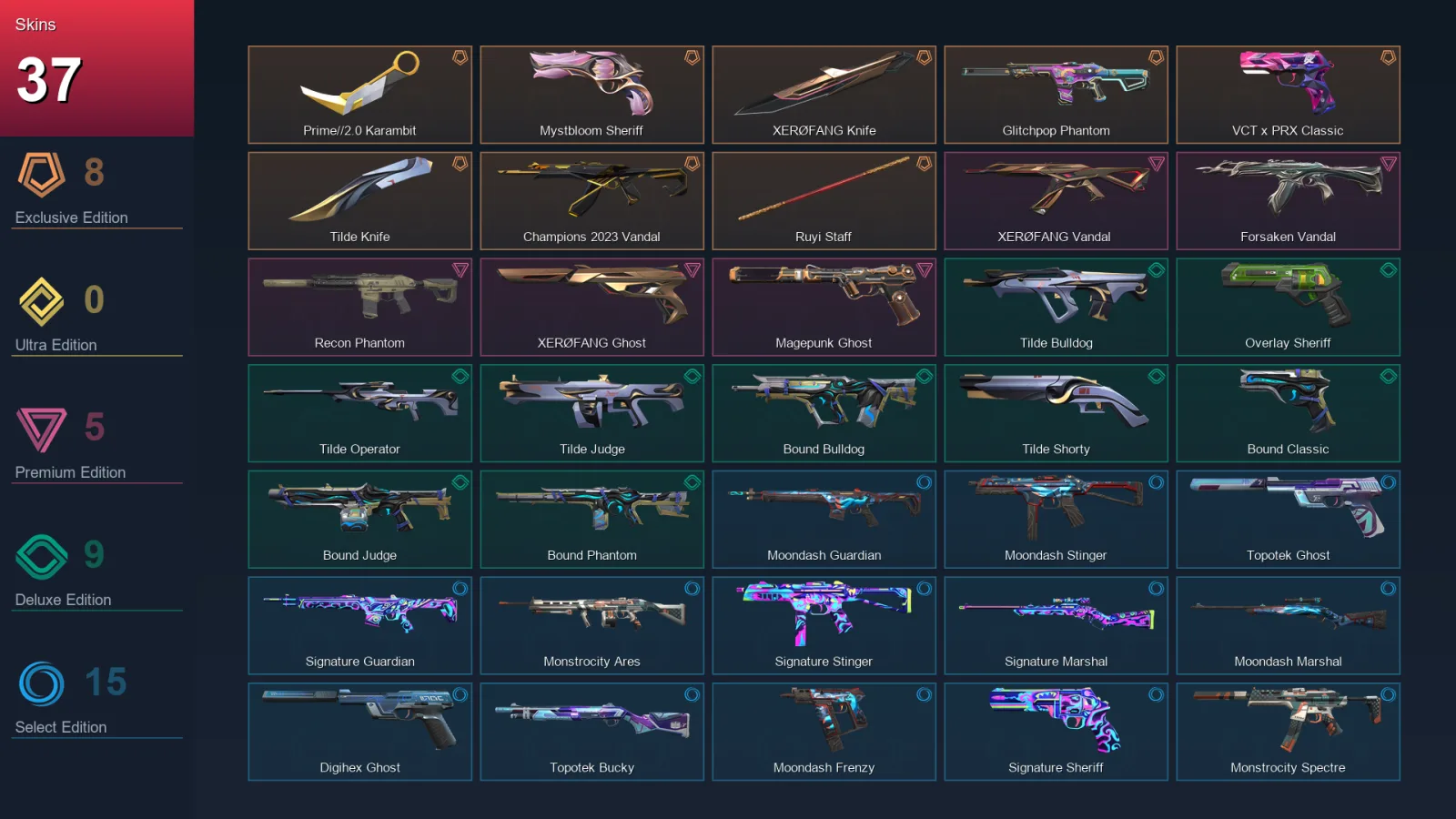 AP | Lv125 | Unranked | 37 Skin | 26 Agent | 60 Buddy