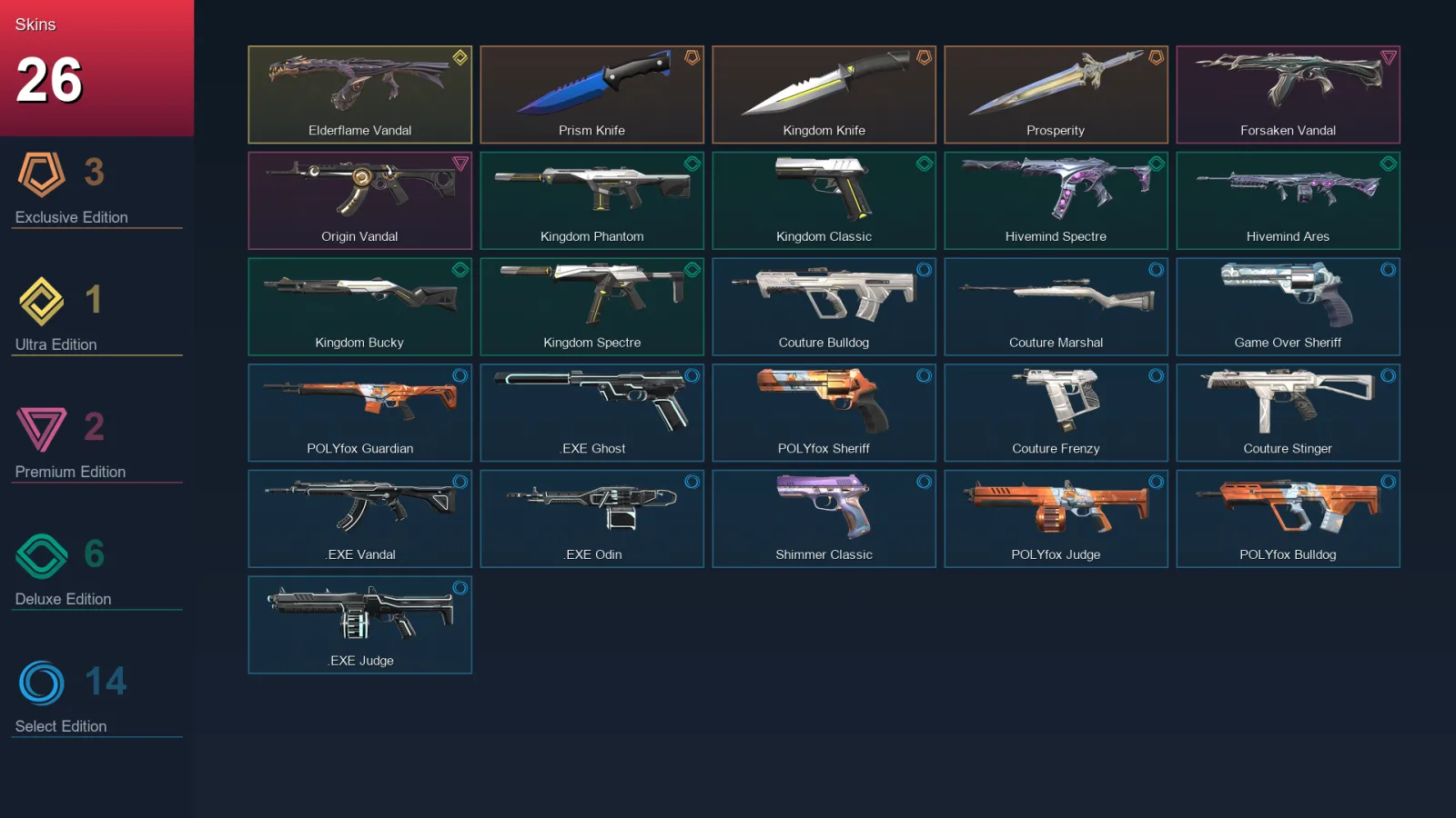 NA | Lv43 | Unranked | 26 Skin | 21 Agent | 41 Buddy