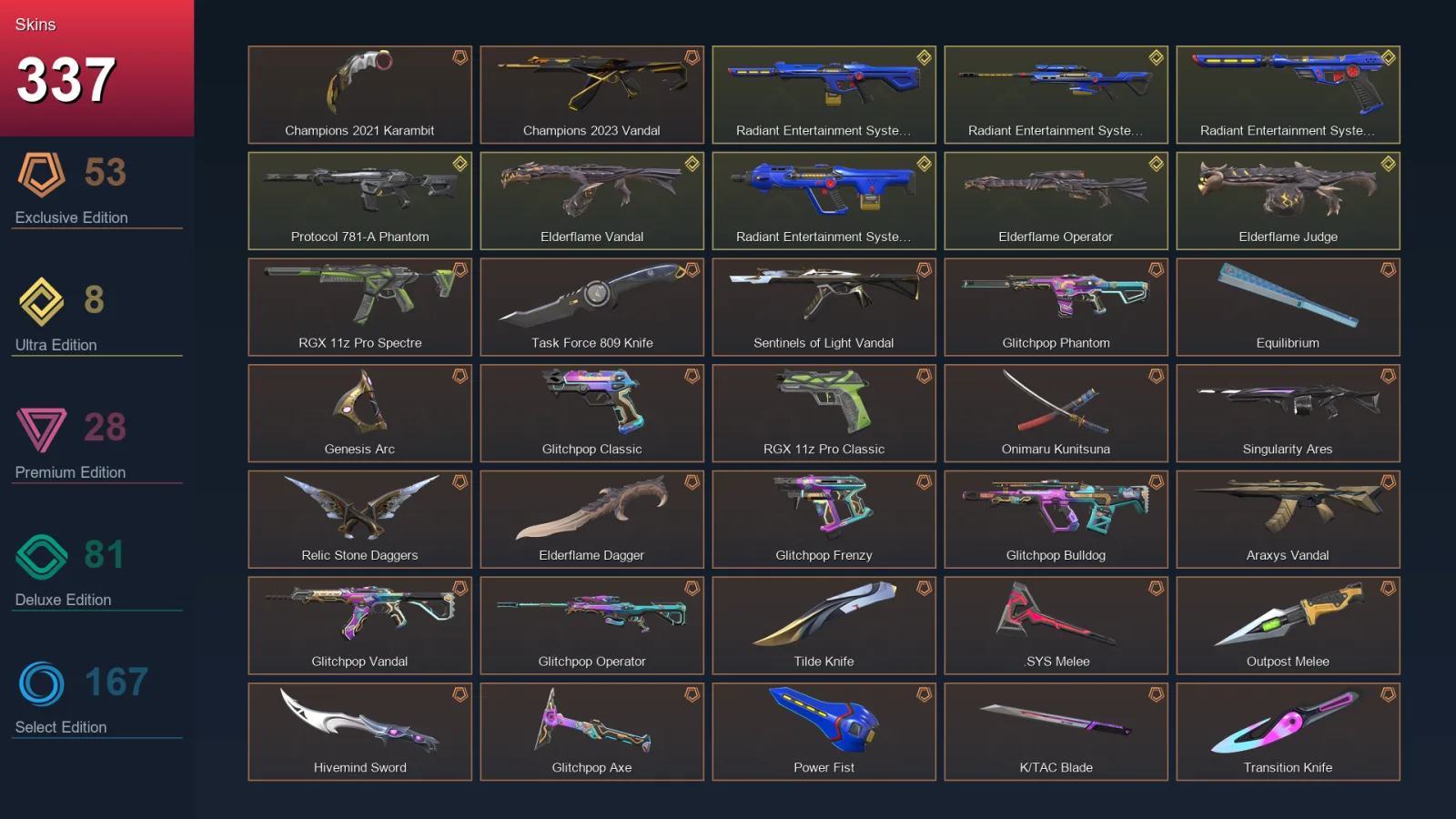 EU | Champions 2021 Karambit | Champions 2023 Vandal | RGX 11z Pro Spectre | Task Force 809 Knife | 337 Skin | 23 Agent | 230 Buddy | Lv527