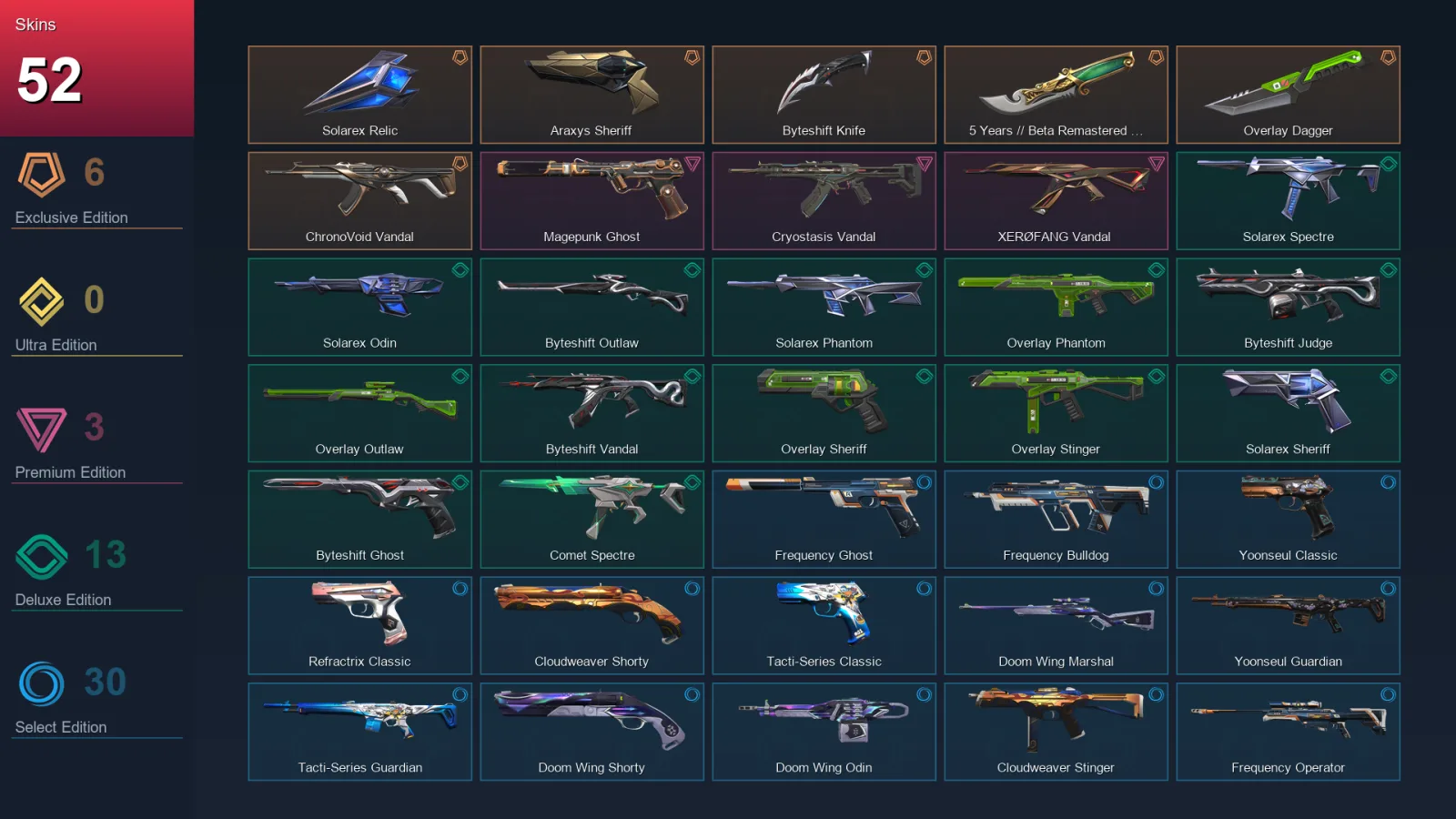EU | Lv96 | Unranked | 52 Skin | 26 Agent | 54 Buddy