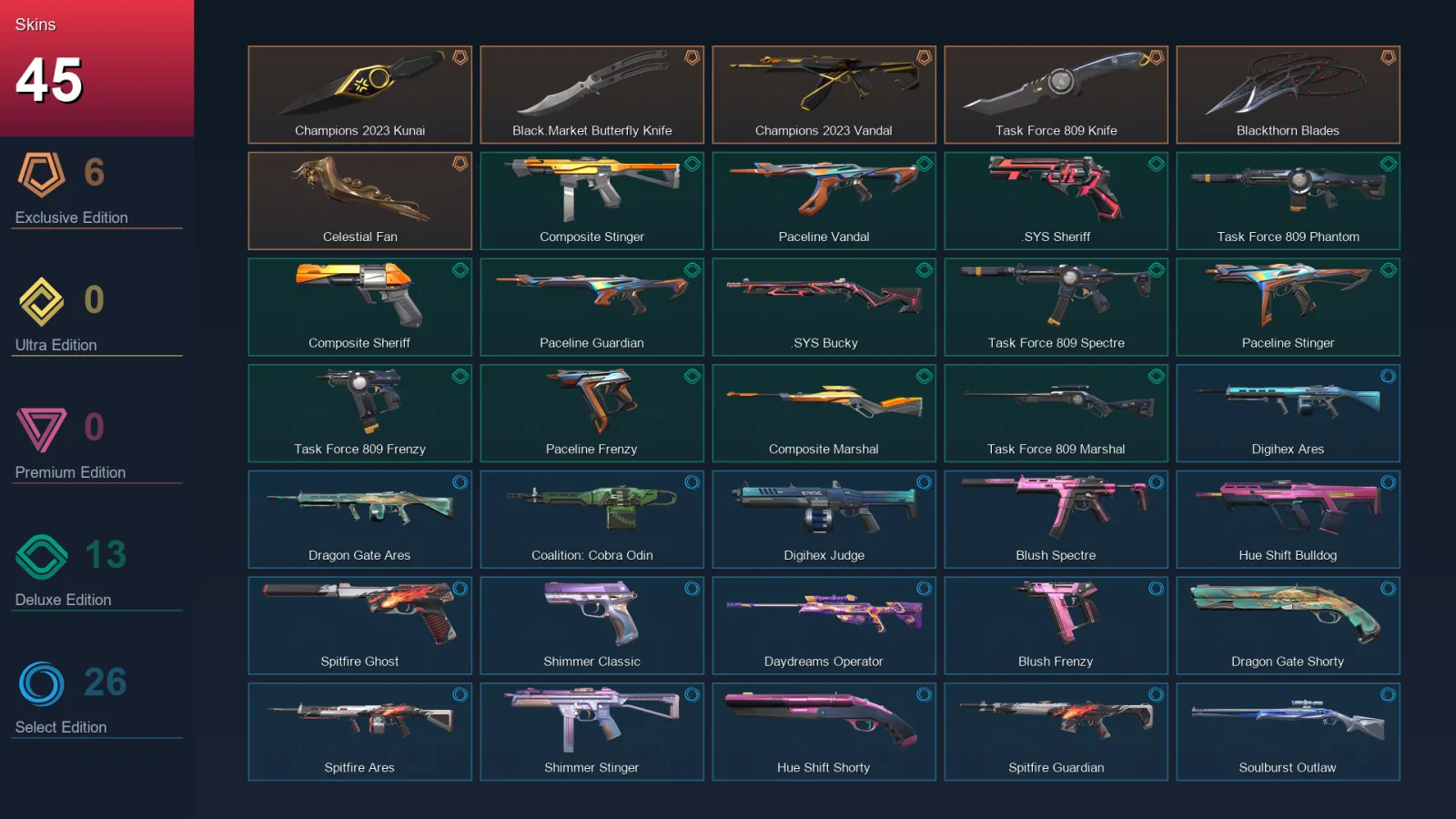 EU | Lv81 | Unranked | 45 Skin | 27 Agent | 54 Buddy