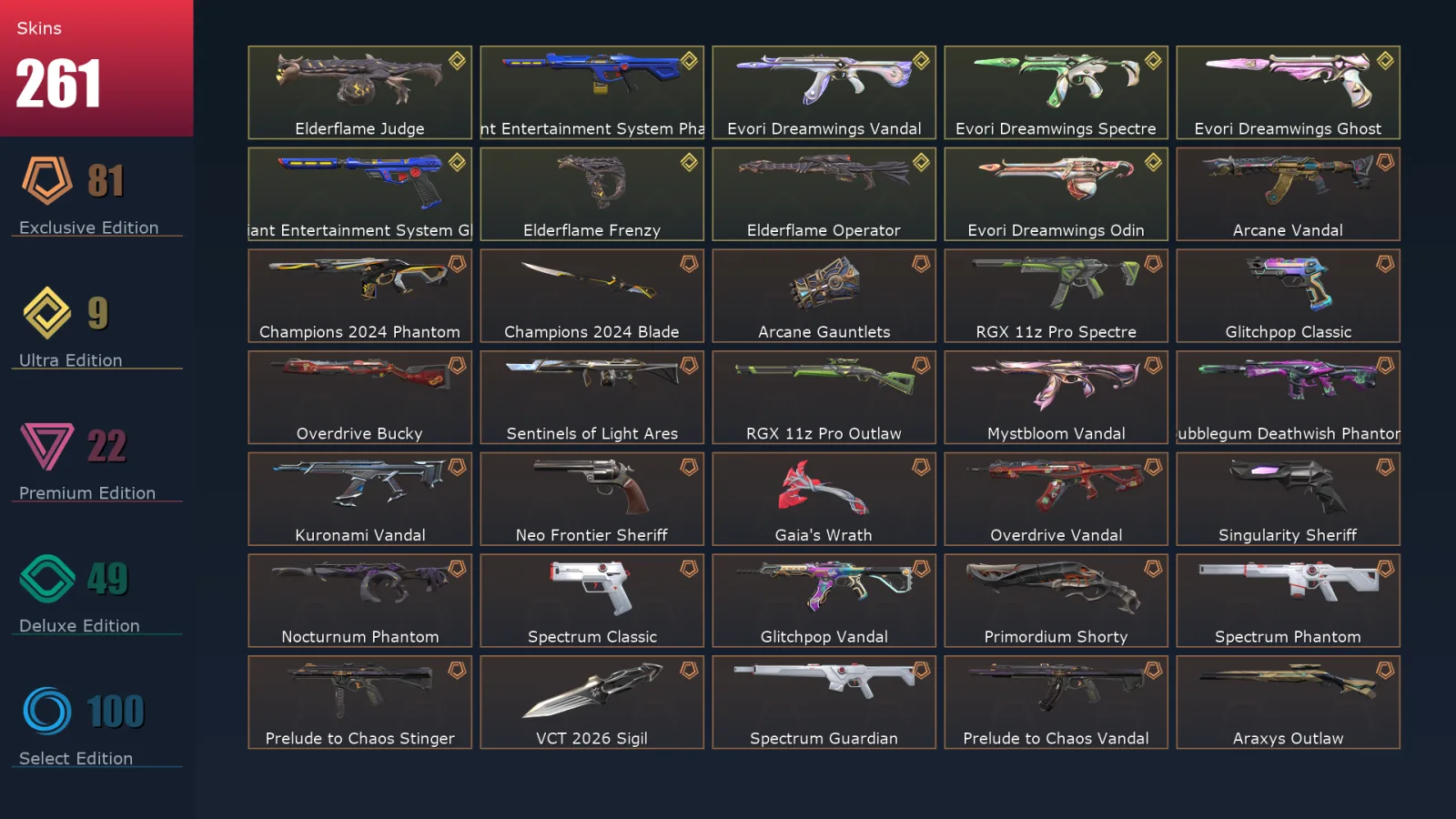 [Valorant] | EU | Level 360 | Diamond 2 | 29 Agents | 261 Skins
