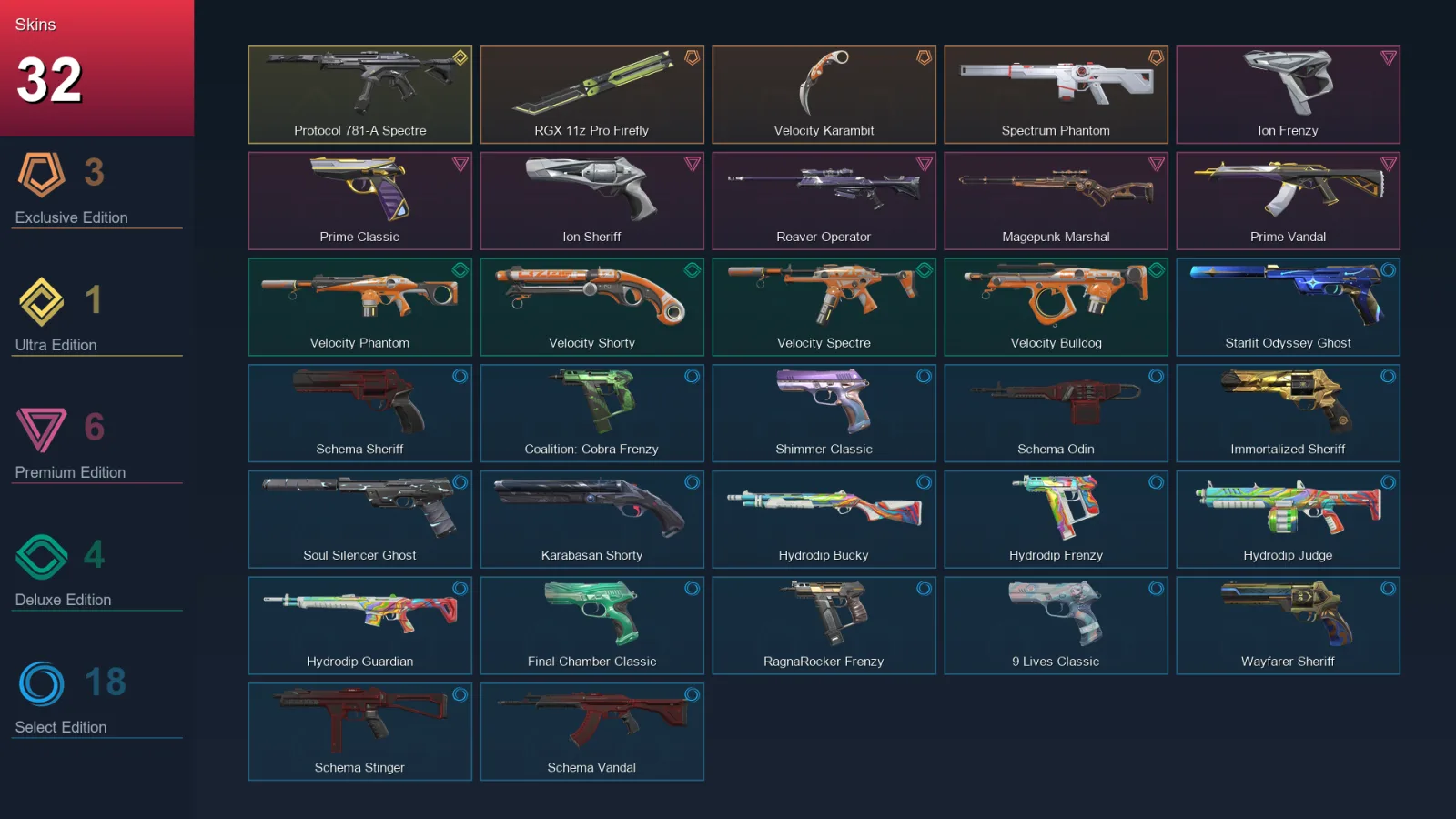 NA | Lv166 | Unranked | 32 Skin | 22 Agent | 53 Buddy
