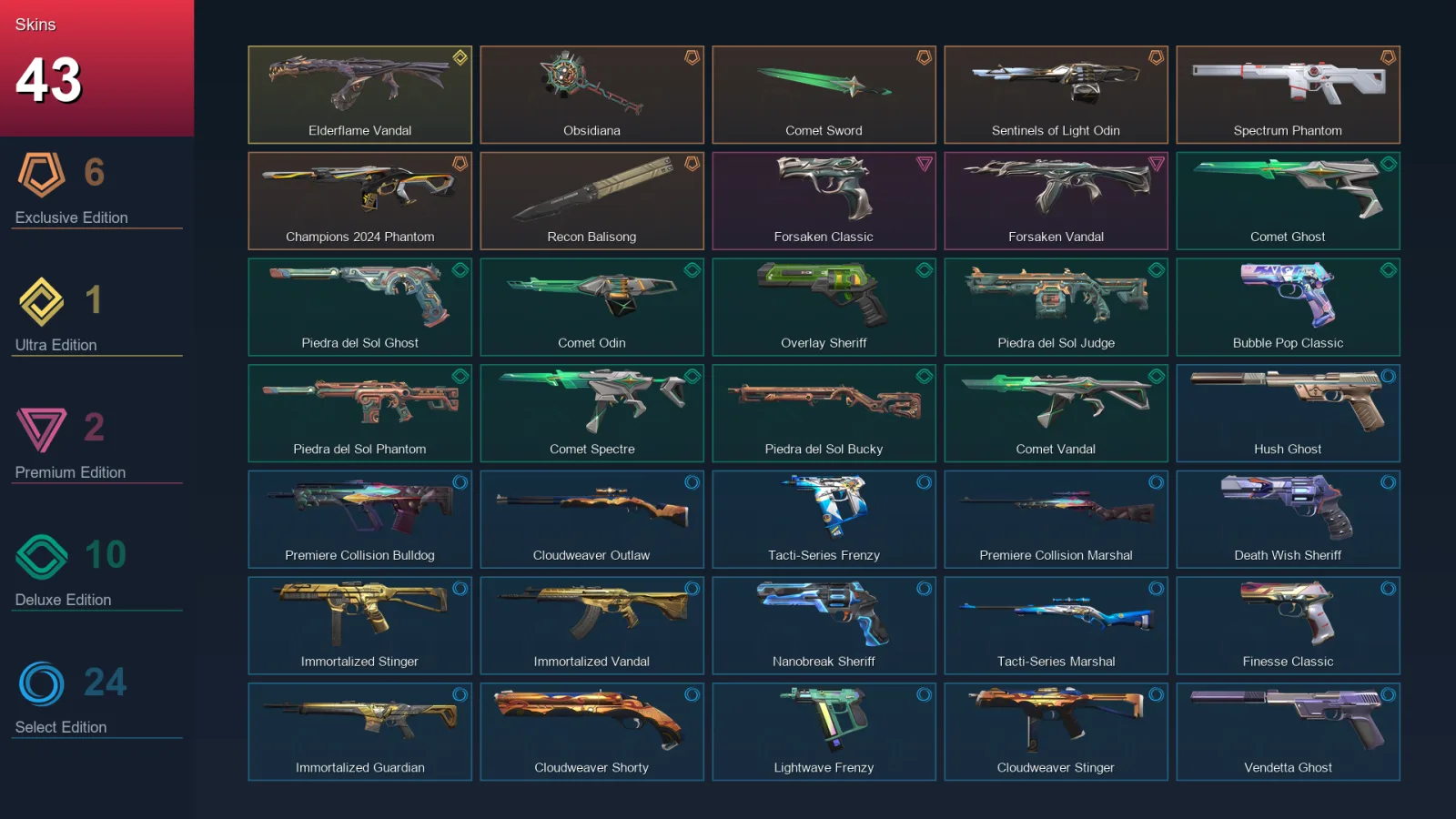 EU | Lv173 | Unranked | 43 Skin | 26 Agent | 75 Buddy — Valorant account