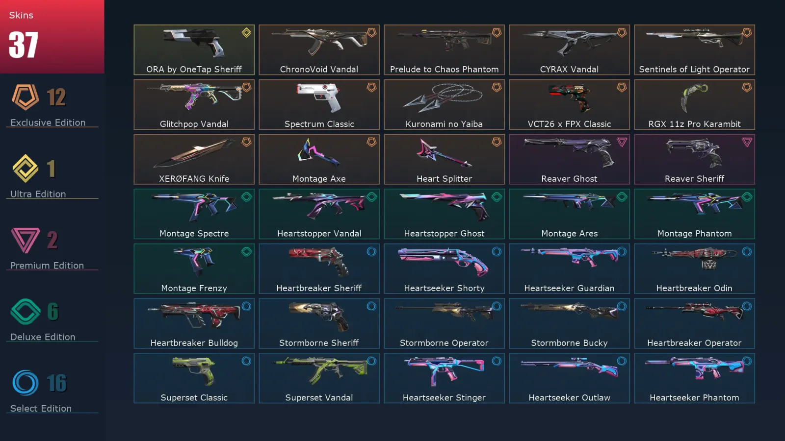 [Valorant] | EU | Level 62 | 19 Agents | 37 Skins — Valorant account