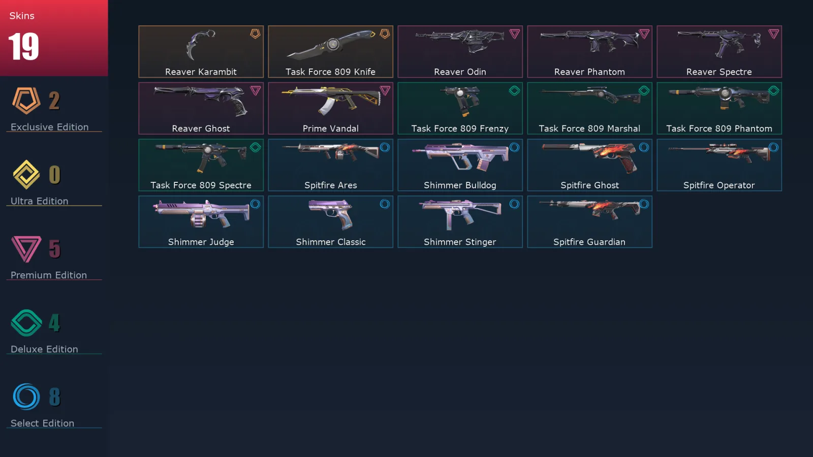 [Valorant] | EU | Level 38 | 13 Agents | 19 Skins