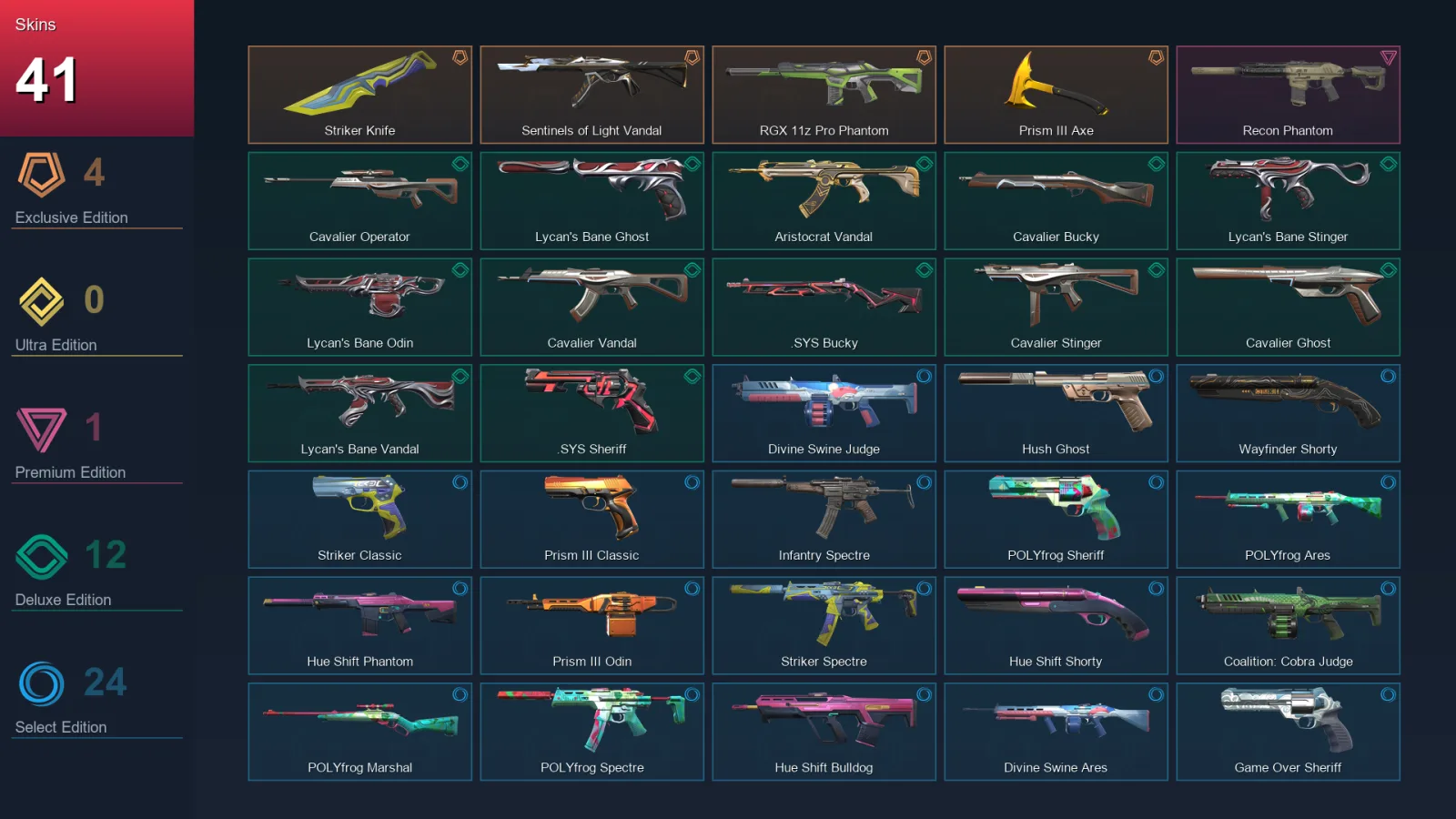 EU | Lv68 | Unranked | 41 Skin | 21 Agent | 62 Buddy