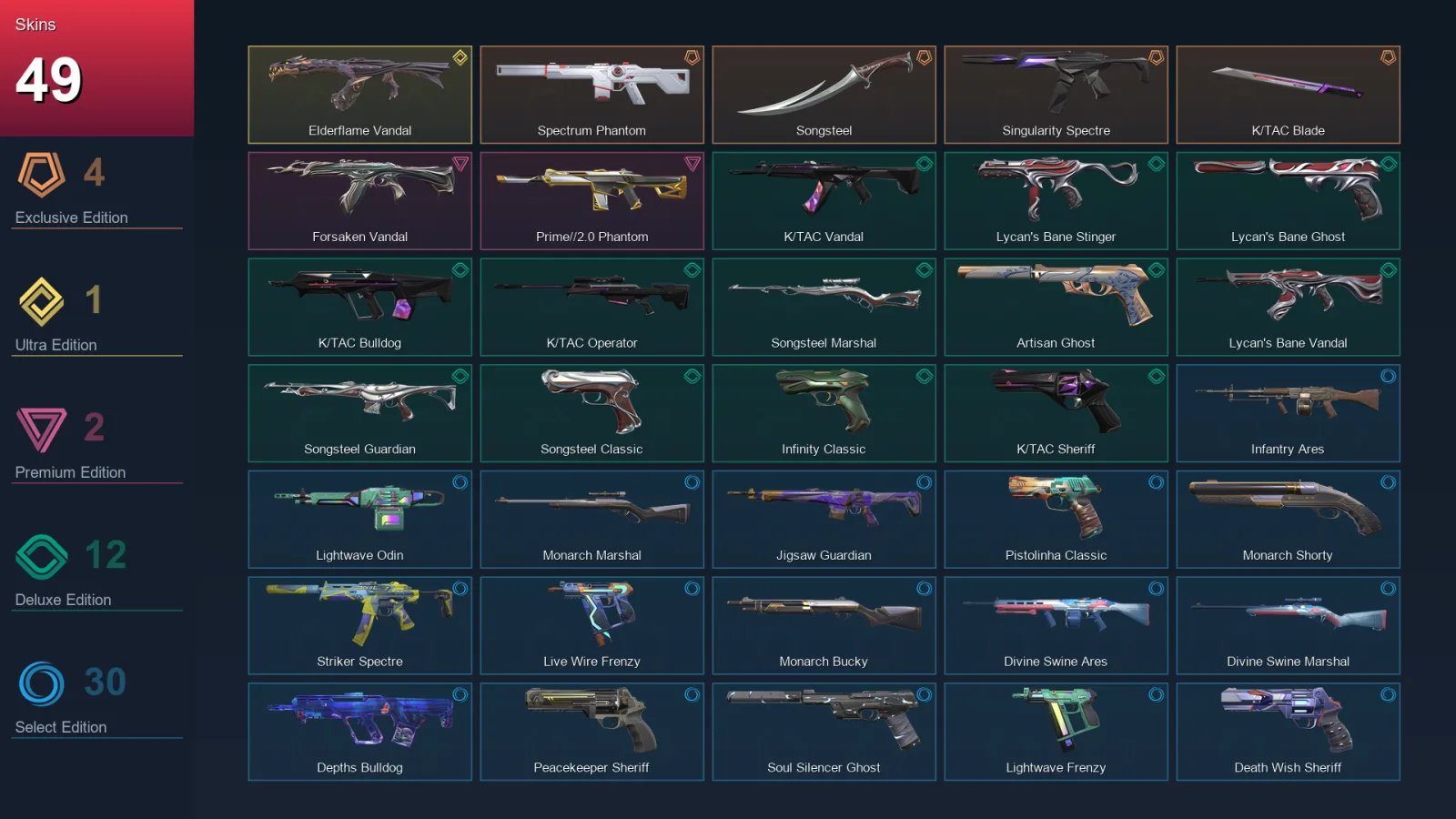 AP | Lv199 | Unranked | 49 Skin | 24 Agent | 84 Buddy