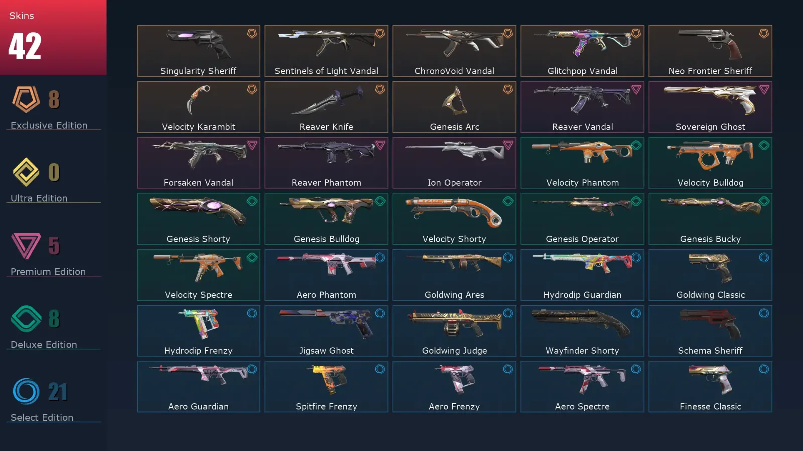 [Valorant] | EU | Level 97 | 21 Agents | 42 Skins — Valorant account
