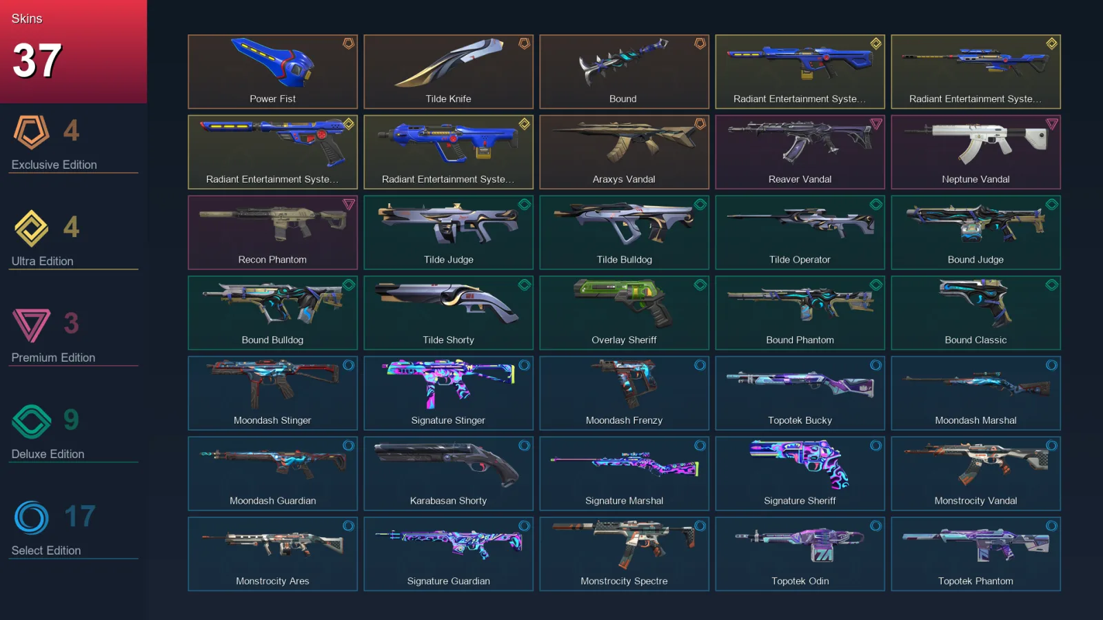 AP | Lv71 | Unranked | 37 Skin | 13 Agent | 45 Buddy &mdash; Valorant account with Classic skin