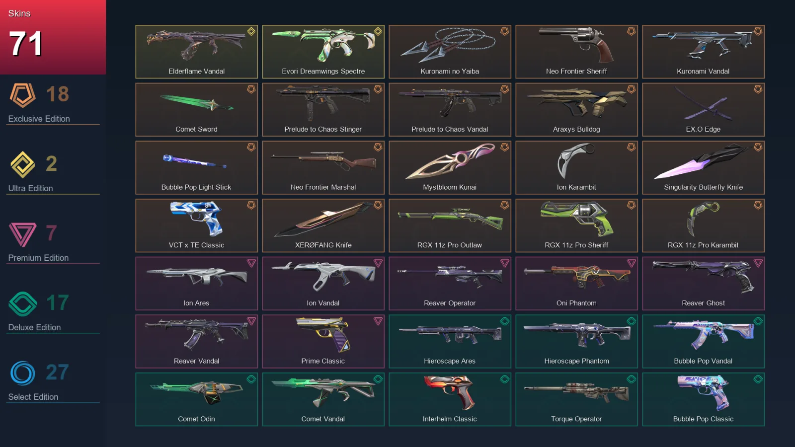 AP | Lv81 | Unranked | 71 Skin | 27 Agent | 52 Buddy — Tacti Series Frenzy