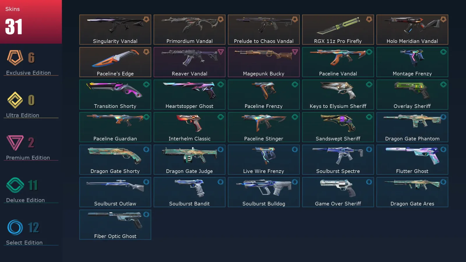 [Valorant] | EU | Level 232 | Diamond 2 | 29 Agents | 31 Skins