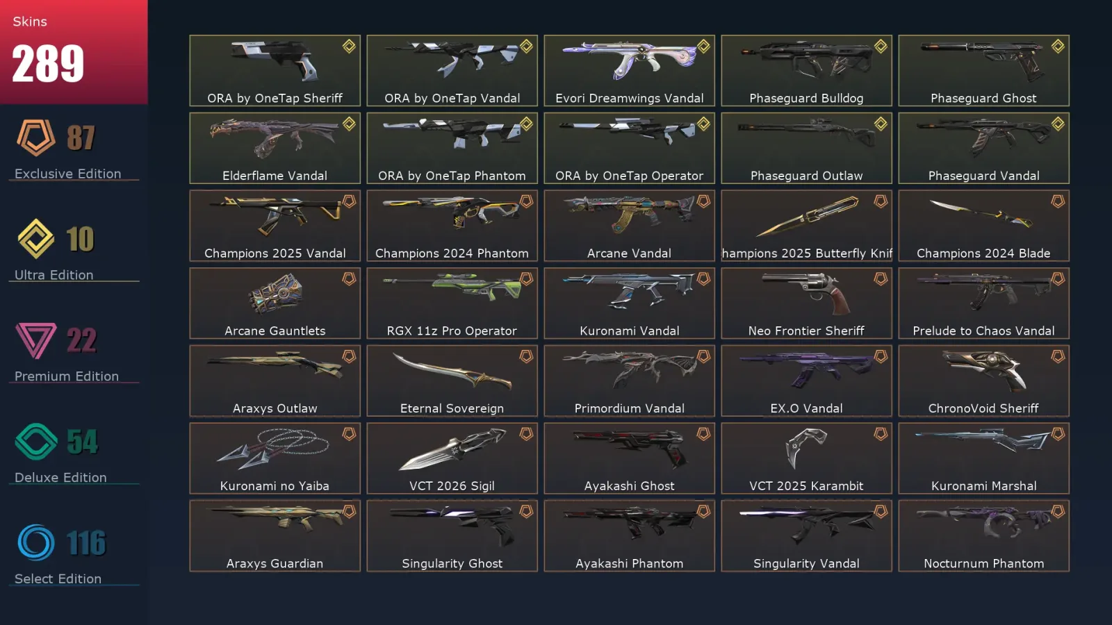 [Valorant] | EU | Level 355 | Gold 1 | 29 Agents | 289 Skins — Valorant account