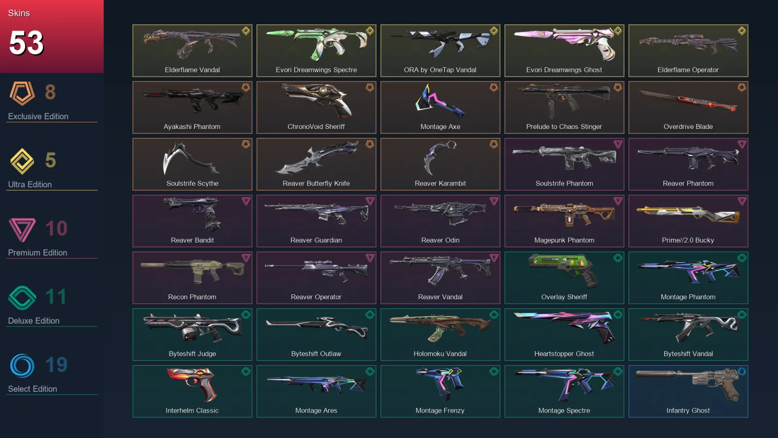 EU | Lv157 | Platinum II | 53 Skin | 29 Agent | 62 Buddy