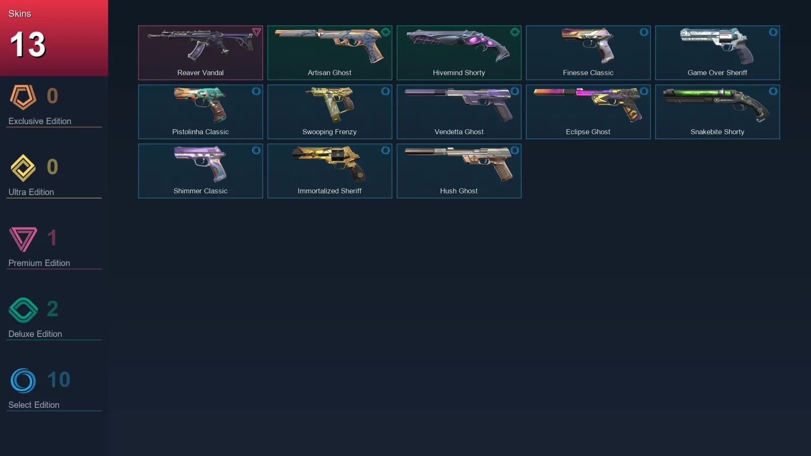 EU | Lv156 | Unranked | 13 Skin | 22 Agent | 59 Buddy