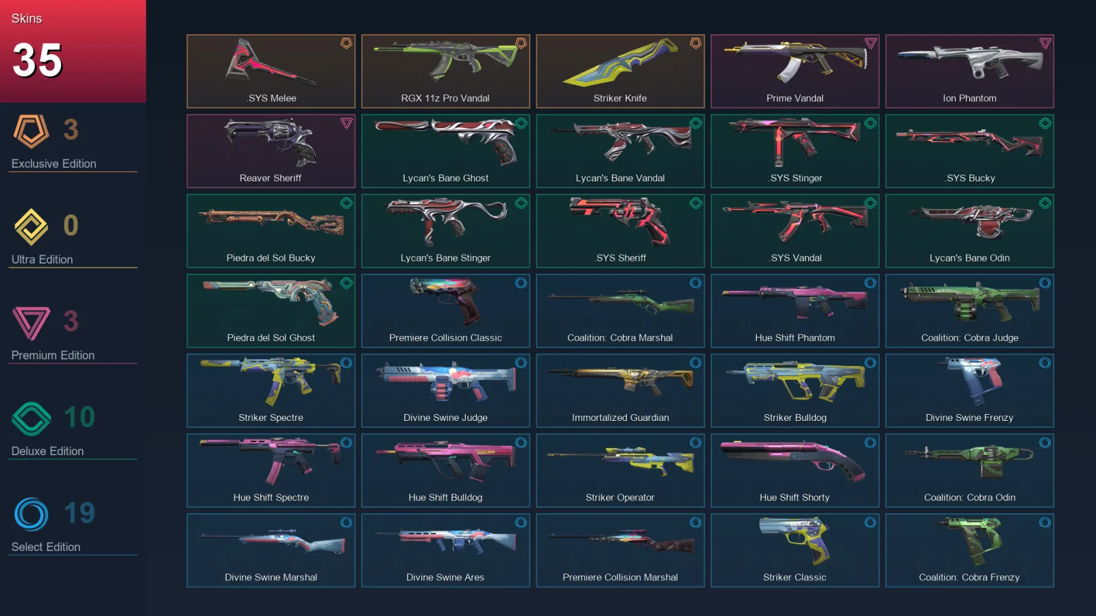 EU | Lv63 | Unranked | 35 Skin | 23 Agent | 40 Buddy