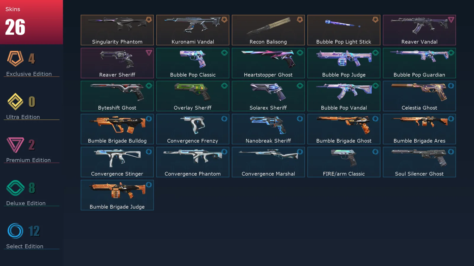 [Valorant] | EU | Level 195 | 29 Agents | 26 Skins