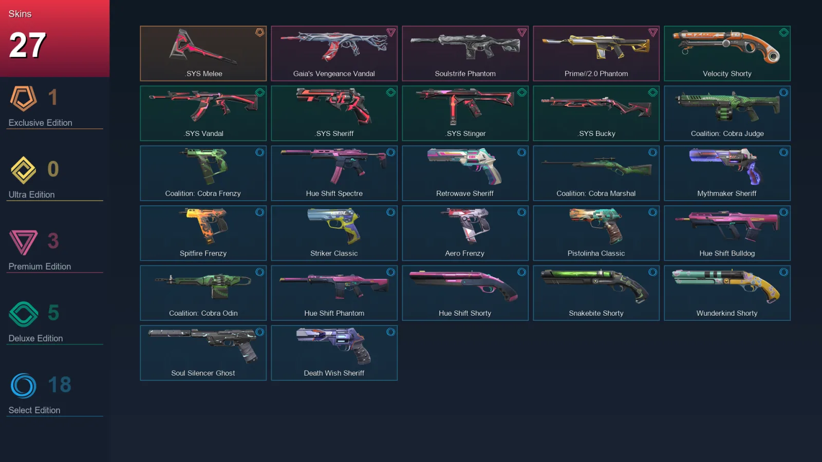AP | Lv163 | Unranked | 27 Skin | 25 Agent | 76 Buddy — Valorant account