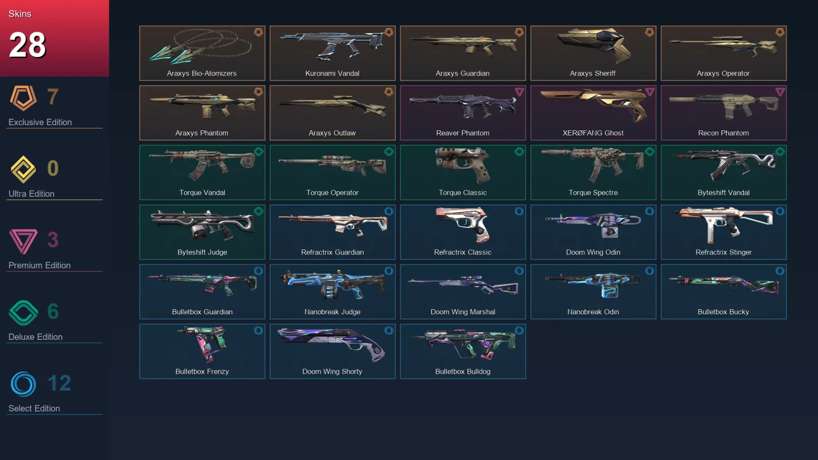 AP | Lv37 | Unranked | 28 Skin | 14 Agent | 21 Buddy