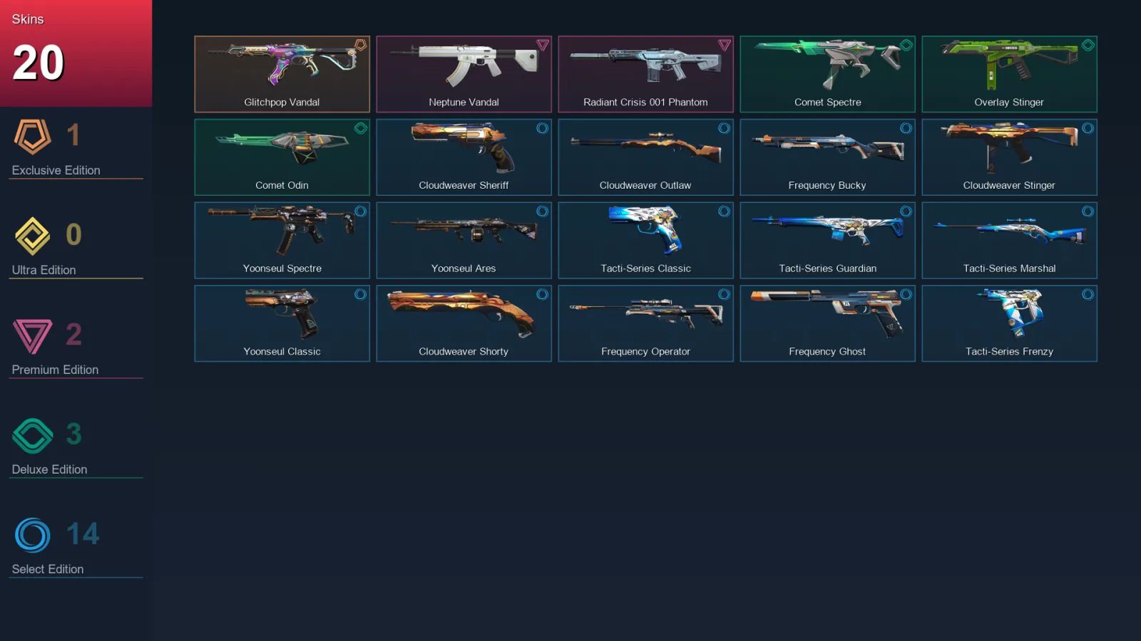 EU | Lv43 | Unranked | 20 Skin | 15 Agent | 18 Buddy
