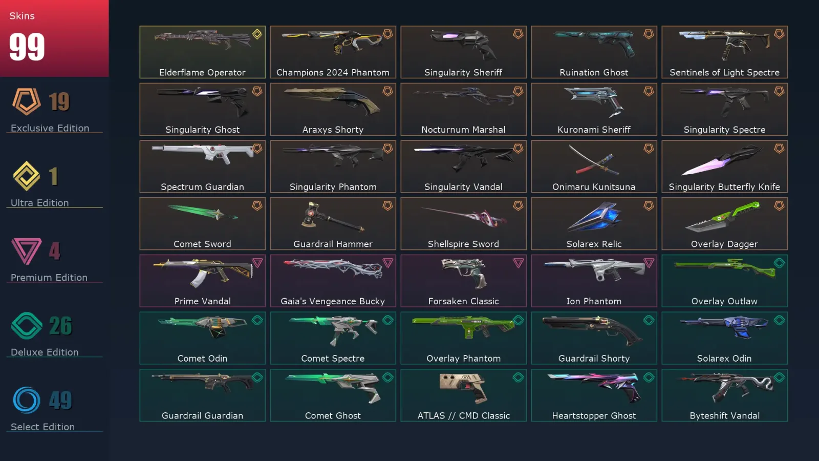 [Valorant] | EU | Level 212 | Diamond 1 | 29 Agents | 99 Skins — Valorant account
