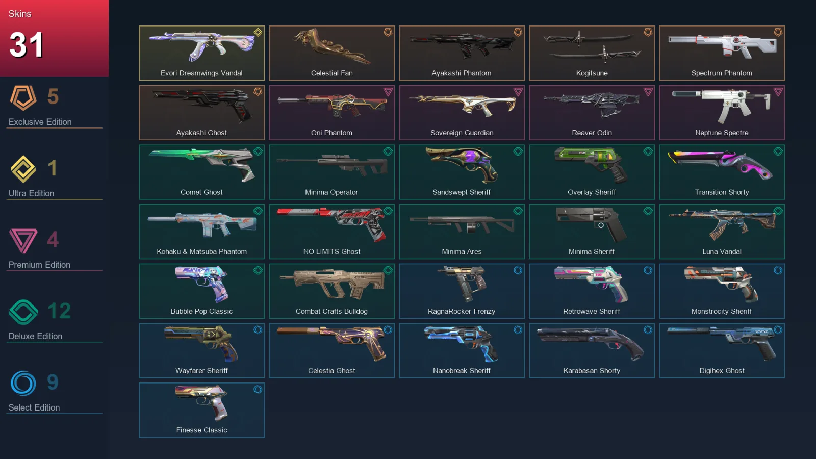 AP | Lv245 | Unranked | 31 Skin | 29 Agent | 86 Buddy — Valorant account