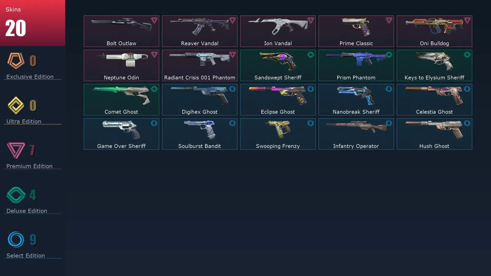 [Valorant] | EU | Level 274 | Gold 3 | 29 Agents | 20 Skins — Valorant account
