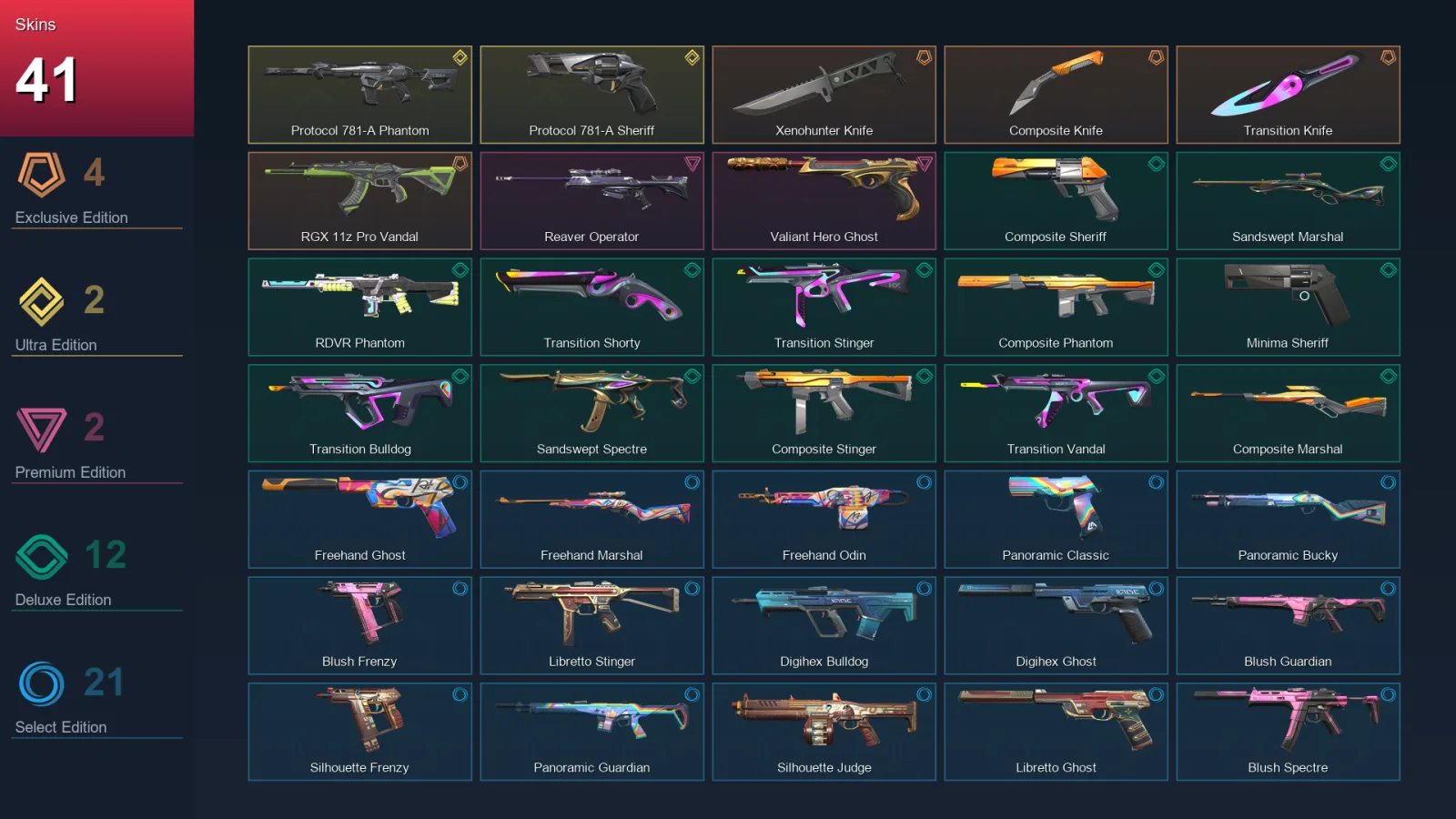AP | Xenohunter Knife | Composite Knife | Transition Knife | RGX 11z Pro Vandal | 41 Skin | 23 Agent | 40 Buddy | Lv64